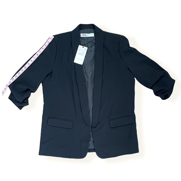 NWT Zara Black Crepe Oversized Boyfriend Blazer - Picture 12 of 12